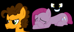 Size: 1674x740 | Tagged: safe, artist:livvyloulou, cheese sandwich, pinkie pie, pokey pierce, g4, crying, evil smile, fanfic, female, grin, male, pinkamena diane pie, sad, scowl, ship:cheesepie, ship:pokeypie, shipping, straight