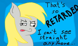 Size: 1600x960 | Tagged: safe, artist:seika, derpy hooves, pegasus, pony, g4, dialogue, female, funny, mare, meme, pleasekillme, solo