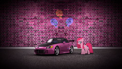 Size: 1366x768 | Tagged: safe, artist:nsdrift, pinkie pie, g4, car, cutie mark, honda, honda s2000, pinkamena diane pie