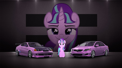 Size: 1650x928 | Tagged: safe, artist:nsdrift, starlight glimmer, pony, unicorn, g4, the cutie map, car, female, hyundai, hyundai tiburon, mare, s5 starlight, smug, smuglight glimmer, toyota, toyota corolla