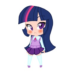 Size: 2048x2048 | Tagged: safe, artist:machū, twilight sparkle, human, g4, blushing, chibi, clothes, female, high res, humanized, pixiv, skirt, solo