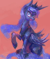 Size: 798x936 | Tagged: safe, artist:tc, princess luna, alicorn, pony, g4, female, mare, open mouth, raised hoof, sitting, solo