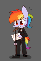 Size: 800x1200 | Tagged: safe, artist:joycall6, rainbow dash, anthro, g4, blushing, clothes, female, solo, suit