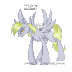 Size: 1024x1024 | Tagged: safe, artist:mirunacipsi, derpy hooves, pegasus, pony, g4, angry, female, mare, simple background, solo, spread wings, this will end in tears, transparent background