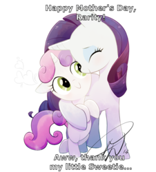 Size: 800x884 | Tagged: safe, artist:lillayfran, rarity, sweetie belle, g4, cute, hug, implied mother and daughter, mama rarity, mother's day