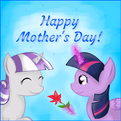 Size: 900x900 | Tagged: safe, artist:chanceyb, twilight sparkle, twilight velvet, alicorn, pony, g4, duo, female, flower, mare, mother's day, twilight sparkle (alicorn)