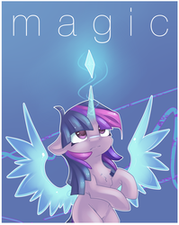 Size: 1512x1897 | Tagged: safe, artist:snowsky-s, twilight sparkle, alicorn, pony, g4, chest fluff, female, floppy ears, glowing horn, horn, magic, mare, solo, twilight sparkle (alicorn)
