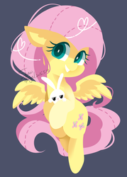 Size: 1000x1396 | Tagged: safe, artist:snow angel, angel bunny, fluttershy, g4, simple background