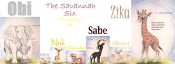 Size: 1468x543 | Tagged: dead source, safe, artist:thefriendlyelephant, fluttershy, oc, oc:kekere, oc:mmiri, oc:nuk, oc:obi, oc:sabe, oc:zeka, dik dik, elephant, gerenuk, giant sable antelope, giraffe, springbok, g4, animal in mlp form, height difference, size chart, size comparison, traditional art