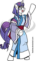 Size: 521x864 | Tagged: safe, artist:foxdrew, rarity, pony, g4, ayeka, bipedal, female, solo, tenchi muyo, watermark