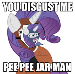 Size: 506x500 | Tagged: safe, rarity, g4, ew gay, image macro, implied jarate, implied sniper, meme, paper-thin disguise, rarispy, spy, spy (tf2), team fortress 2