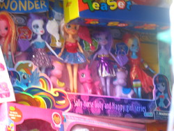 Size: 1600x1200 | Tagged: safe, applejack, rainbow dash, rarity, twilight sparkle, equestria girls, g4, bootleg, female, irl, photo, sally horse dolly and happy girl series, toy