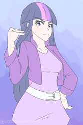 Size: 1280x1926 | Tagged: safe, artist:jonfawkes, twilight sparkle, human, g4, clothes, female, gravity falls, humanized, looking at you, male, pacifica northwest, smug, smuglight sparkle, solo