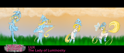 Size: 1624x700 | Tagged: safe, artist:luxianne, pony, unicorn, crossover, human to pony, league of legends, lux, magic, ponified, transformation, transformation sequence, video game