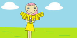Size: 2504x1240 | Tagged: safe, artist:fefe2002, angel bunny, fluttershy, human, g4, 1000 hours in ms paint, crappy art, humanized, ms paint, why, winged humanization