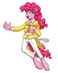 Size: 1054x1324 | Tagged: safe, artist:koviry, pinkie pie, earth pony, anthro, g4, clothes, crossover, female, jacket, sakura wars, solo