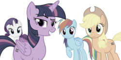 Size: 8192x4072 | Tagged: safe, artist:djdavid98, applejack, rainbow dash, rarity, twilight sparkle, alicorn, earth pony, pegasus, pony, unicorn, g4, the cutie map, .ai available, absurd resolution, bags under eyes, equal cutie mark, equalized, female, group, mare, simple background, transparent background, twilight sparkle (alicorn), vector