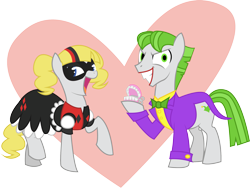 Size: 2057x1547 | Tagged: safe, artist:jonerico, pony, duo, female, harley quinn, male, mare, ponified, stallion, the joker