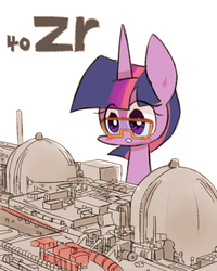 Size: 800x1000 | Tagged: safe, artist:joycall6, part of a set, twilight sparkle, series:joycall6's periodic table, g4, blushing, chemistry, chibi, female, glasses, nuclear power plant, periodic table, power plant, science, solo, when you see it, zirconium