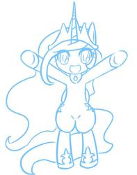 Size: 455x577 | Tagged: safe, artist:hashioaryut, princess celestia, alicorn, pony, g4, bipedal, chibi, cute, cutelestia, female, incoming hug, monochrome, solo, unfortunate design