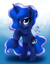 Size: 950x1200 | Tagged: safe, artist:joakaha, princess luna, pony, g4, bipedal, female, looking at you, rearing, solo