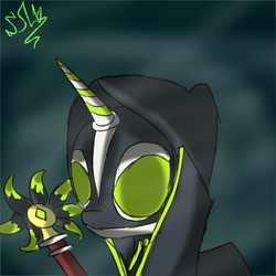 Size: 2500x2500 | Tagged: safe, artist:smithysword, pony, cloak, clothes, dota 2, high res, mask, ponified, rubick, solo, staff
