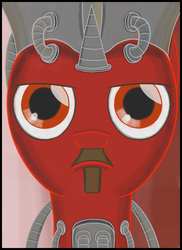 Size: 1830x2510 | Tagged: safe, artist:danetnavern0, cyborg, emperor, perimeter, ponified, science fiction, solo, video game