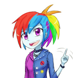 Size: 931x1000 | Tagged: safe, artist:jumboz95, rainbow dash, equestria girls, friendship through the ages, g4, rainbow punk, solo