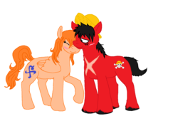 Size: 1400x1028 | Tagged: safe, artist:xfangheartx, monkey d. luffy, nami, one piece, ponified, scar