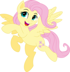 Size: 3314x3451 | Tagged: safe, artist:illumnious, artist:kp-shadowsquirrel, fluttershy, g4, .ai available, cheek fluff, cute, female, flying, happy, high res, open mouth, shyabetes, simple background, solo, transparent background, vector