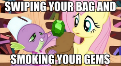 Size: 820x450 | Tagged: safe, screencap, fluttershy, spike, g4, image macro, meme, stoner spike