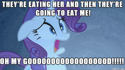 Size: 610x343 | Tagged: safe, edit, edited screencap, screencap, rarity, pony, unicorn, g4, image macro, meme, oh my god, troll 2