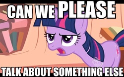 Size: 960x599 | Tagged: source needed, useless source url, safe, edit, edited screencap, screencap, twilight sparkle, pony, unicorn, g4, all new, annoyed, caption, female, frown, glare, horn, hub logo, hubble, image macro, logo, mare, meme, open mouth, reaction image, solo, text, the hub