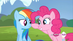 Size: 1920x1080 | Tagged: safe, screencap, pinkie pie, rainbow dash, pony, g4, my little pony: friendship is magic, testing testing 1-2-3, boop