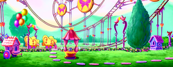 Size: 1228x480 | Tagged: safe, screencap, dancing in the clouds, g3, g3 panorama, panorama, roller coaster