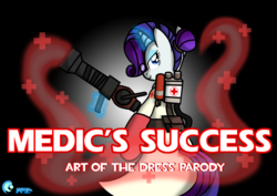Size: 3508x2480 | Tagged: safe, artist:az-derped-unicorn, rarity, g4, cover, crossover, female, high res, medic, medic (tf2), parody, solo, team fortress 2, video game