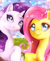 Size: 1400x1700 | Tagged: safe, artist:shaina29, fluttershy, rarity, g4, duo