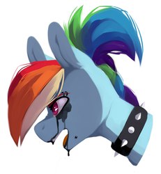 Size: 1893x2048 | Tagged: safe, artist:sexysweetbutt, rainbow dash, g4, alternate hairstyle, collar, female, goth, makeup, piercing, ponytail, solo