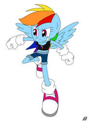 Size: 1920x2560 | Tagged: safe, artist:megaartist923, rainbow dash, mobian, anthro, plantigrade anthro, g4, female, male, simple background, solo, sonic the hedgehog, sonic the hedgehog (series), sonicified, white background