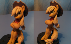 Size: 1024x633 | Tagged: dead source, safe, artist:ramiras, applejack, g4, bipedal, bipedal leaning, craft, irl, leaning, photo, sculpture, solo