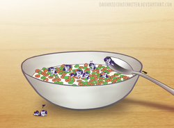 Size: 2524x1856 | Tagged: safe, artist:greenlinzerd, rarity, pony, unicorn, g4, apple jacks, bowl, cereal, commonity, cute, eye contact, female, floating, floppy ears, frown, gritted teeth, looking at each other, mare, marshmallow, micro, milk, multeity, open mouth, ponies in food, prone, rarara, raribetes, rarity is a marshmallow, scrunchy face, smiling, spoon, swimming, tiny ponies, wat, wide eyes