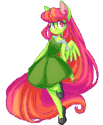 Size: 248x300 | Tagged: safe, artist:looji, oc, oc only, oc:tulipa, pegasus, anthro, ambiguous facial structure, animated, blinking, cute, impossibly long hair, long hair, long mane, pixel art, simple background, transparent background