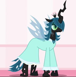 Size: 455x465 | Tagged: safe, artist:mixermike622, queen chrysalis, changeling, changeling queen, g4, alternate hairstyle, clothes, cosplay, costume, dress, female, hair over one eye, nightmare night, princess rosalina, rosalina, solo, super mario bros., super mario galaxy, youtube link