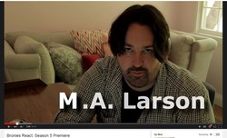 Size: 1331x808 | Tagged: safe, human, bronies react, irl, irl human, m.a. larson, photo, youtube link