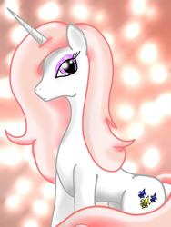 Size: 480x640 | Tagged: safe, artist:nova-w-hoof, fleur-de-lis, pony, unicorn, g4, concave belly, female, frown, horn, looking at you, mare, slender, solo, thin