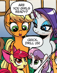 Size: 385x496 | Tagged: safe, idw, apple bloom, applejack, rarity, scootaloo, sweetie belle, friends forever #16, g4, my little pony: friends forever, spoiler:comic, out of context