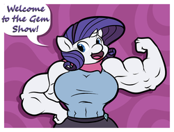 Size: 1050x800 | Tagged: safe, artist:glux2, rarity, anthro, g4, breasts, busty rarity, female, flexing, muscles, ripped rarity, solo