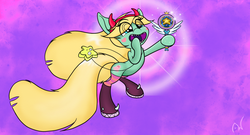 Size: 1024x555 | Tagged: safe, artist:arcuswind, earth pony, pony, crossover, ponified, smiling, solo, star butterfly, star vs the forces of evil, wand