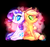 Size: 1250x1175 | Tagged: safe, artist:whitediamonds, applejack, rarity, earth pony, pony, unicorn, rarijack daily, g4, applejack's hat, cowboy hat, duo, female, glowing, hat, lesbian, looking at you, mare, ship:rarijack, shipping, sitting, smiling, wink