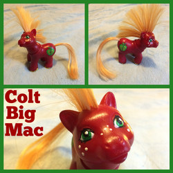 Size: 1024x1024 | Tagged: safe, big macintosh, earth pony, pony, g1, g4, colt, colt big macintosh, customized toy, g4 to g1, generation leap, irl, male, mohawk, photo, stallion, toy, younger